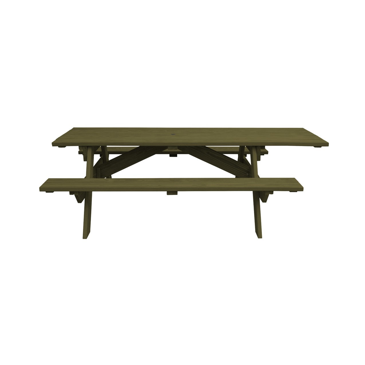 Green Solid Wood Outdoor Picnic Table Umbrella Hole