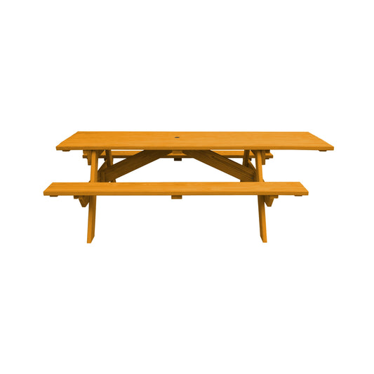 Natural Solid Wood Outdoor Picnic Table Umbrella Hole