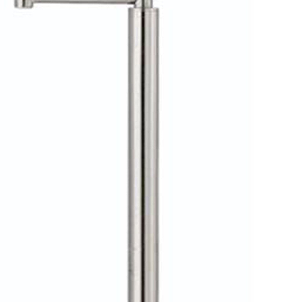 60" Nickel Swing Arm Floor Lamp With White Square Shade