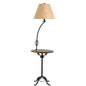 62" Black Tray Table Floor Lamp With Brown Empire Shade