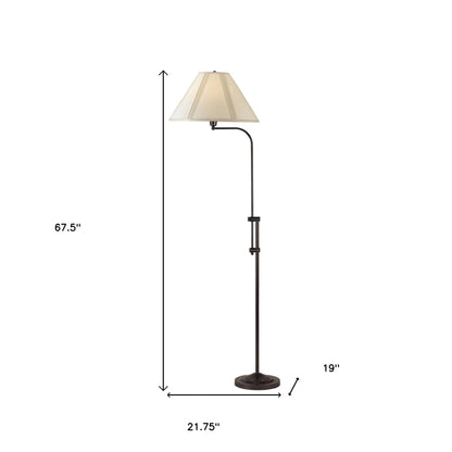 68" Bronze Adjustable Traditional Shaped Floor Lamp With Beige Empire Shade