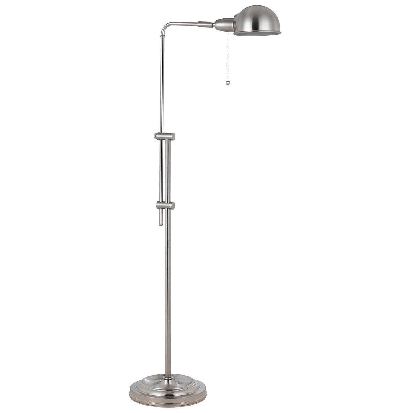 58" Nickel Adjustable Traditional Shaped Floor Lamp With Nickel Dome Shade