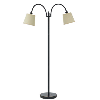 65" Bronze Two Light Traditional Shaped Floor Lamp With Tan Square Shade