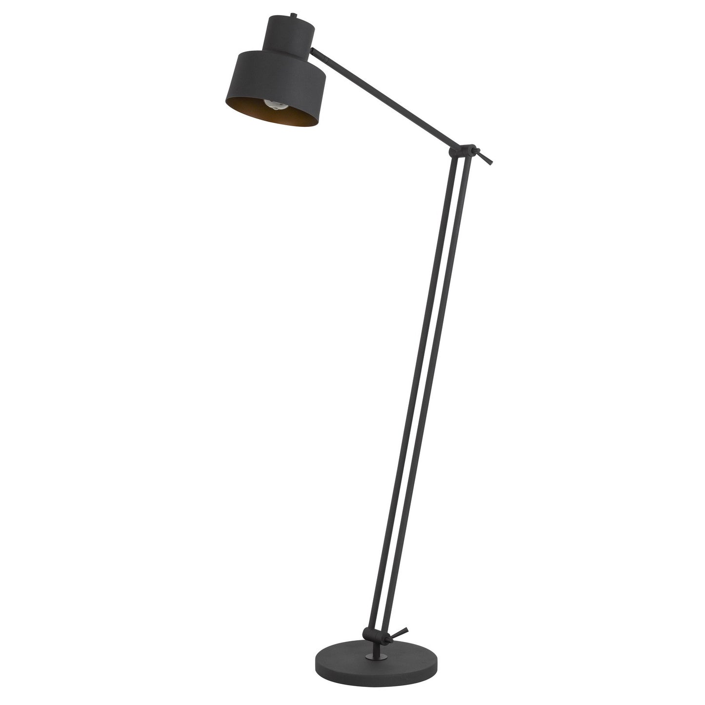 65" Black Adjustable Traditional Shaped Floor Lamp With Black Dome Shade