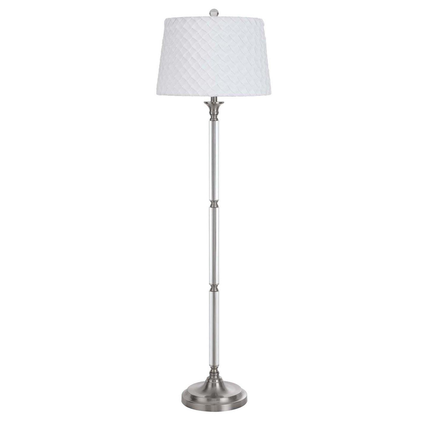 60" Nickel Traditional Shaped Floor Lamp With White Square Shade