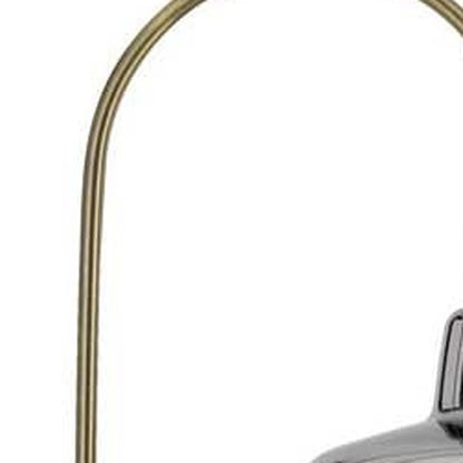 61" Brass Adjustable Arc Floor Lamp With Antiqued Brass Mirrored Glass Novelty Shade