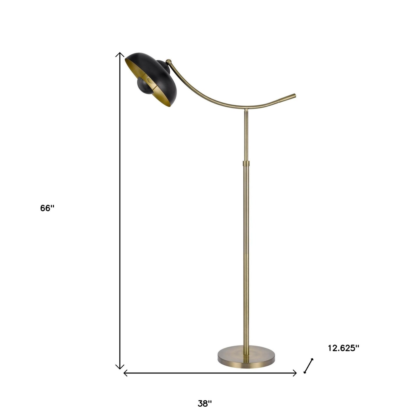 66" Bronze Adjustable Arc Floor Lamp With Bronze Dome Shade