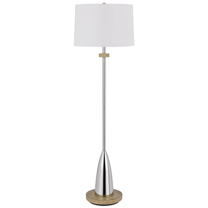 61" Chrome Traditional Shaped Floor Lamp With White Square Shade