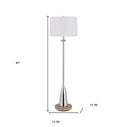 61" Chrome Traditional Shaped Floor Lamp With White Square Shade