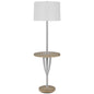 61" Chrome Tray Table Floor Lamp With White Square Shade