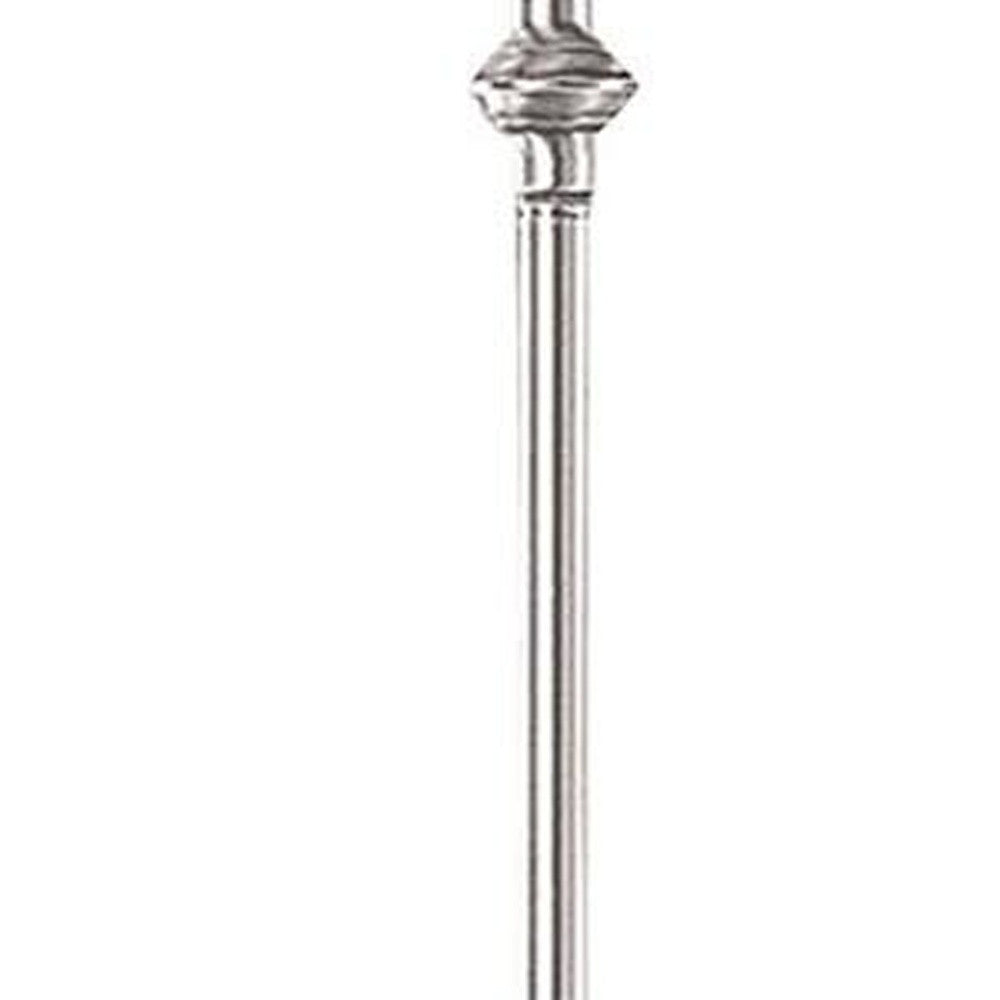 59" Nickel Swing Arm Floor Lamp With Beige Fabric Empire Shade