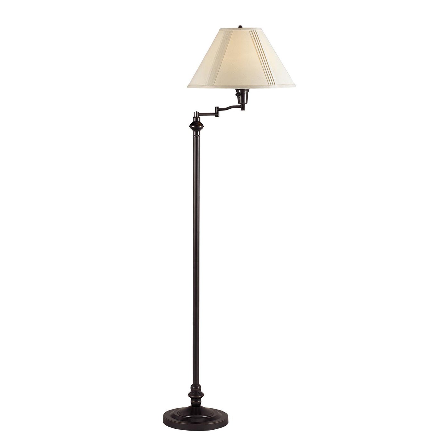 59" Bronze Swing Arm Floor Lamp With Beige Empire Shade