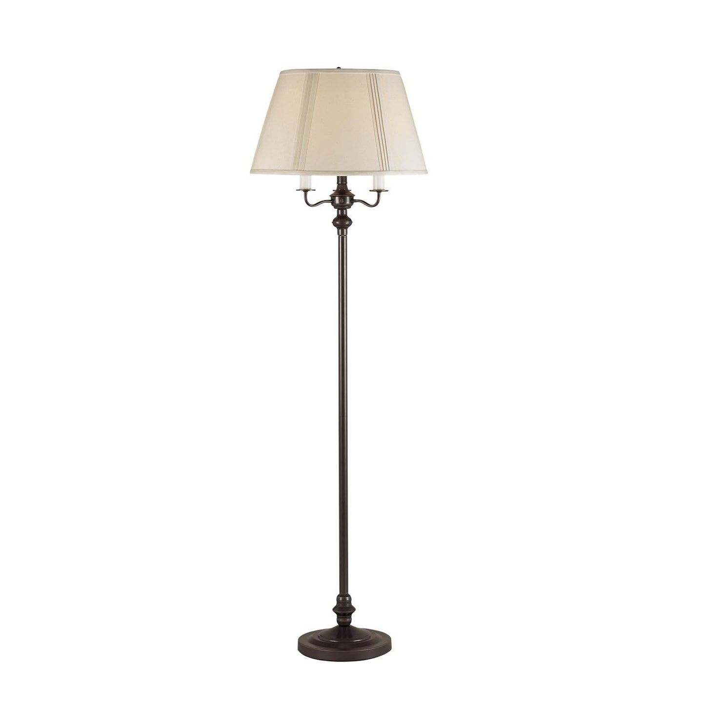 60" Bronze Four Light Traditional Shaped Floor Lamp With Beige Square Shade