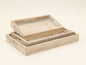 Set of Three White Rectangular Solid Wood Handmade Serving Tray With Handles