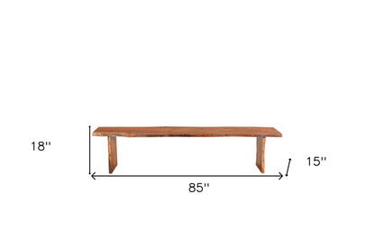 85" Natural Solid Wood Dining Bench