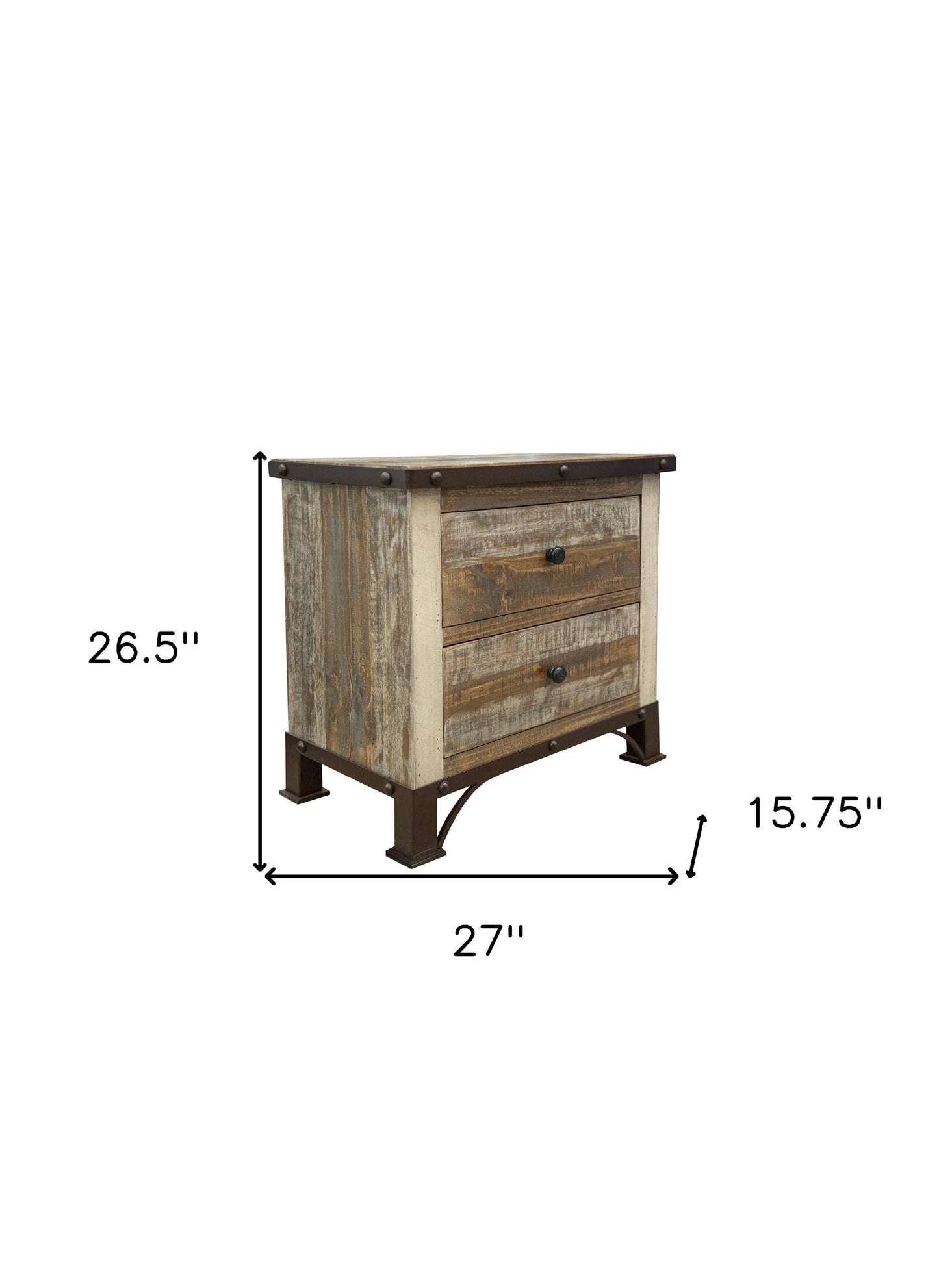 27" Brown Two Drawer Nightstand