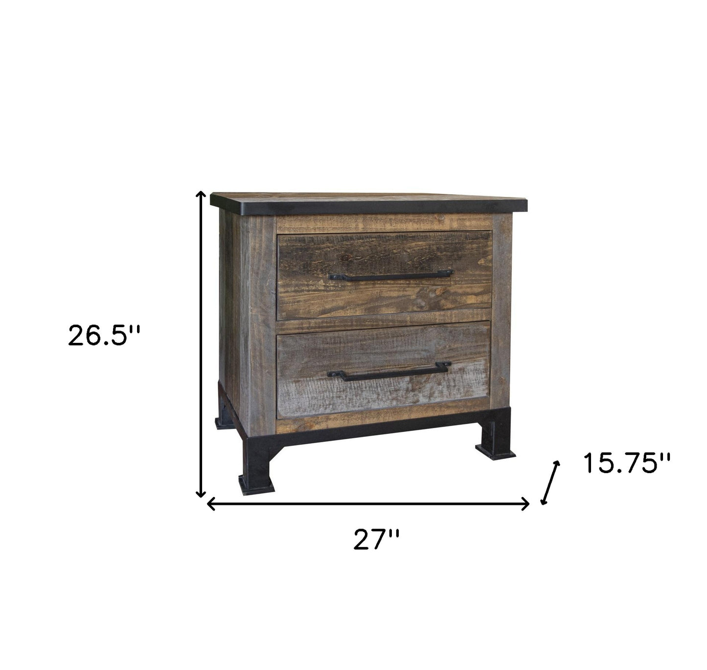 27" Gray Two Drawer Nightstand