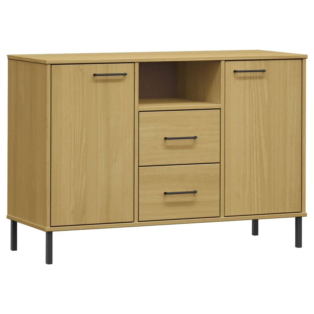 Sideboard with Metal Legs Brown 44.5"x15.7"x30.3" Solid Wood OSLO