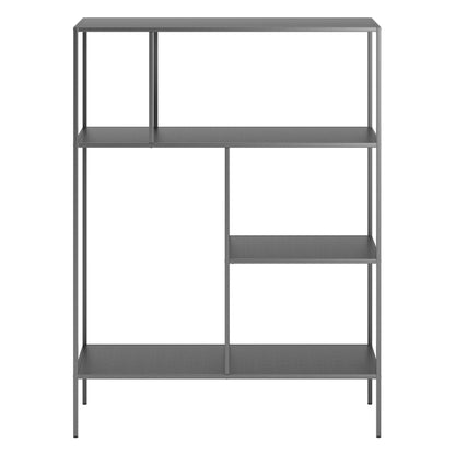 48" Gray Metal Four Tier Double Bookcase