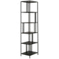 76" Black Metal Five Tier Etagere Bookcase