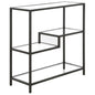 36" Black Metal And Glass Four Tier Etagere Bookcase