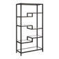 68" Black Metal and Glass Seven Tier Etagere Bookcase