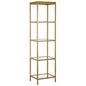 70" Gold Metal and Glass Four Tier Bookcase