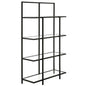 62" Black Metal And Glass Four Tier Etagere Bookcase