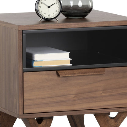 23" Brown Wood One Drawer Nightstand