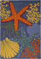 5' X 7' Blue and Orange Starfish Power Loom Area Rug