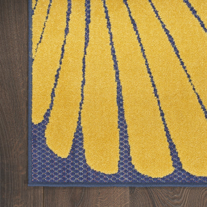 5' X 7' Blue and Orange Starfish Power Loom Area Rug