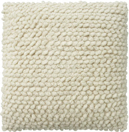 20" Ivory Wool Blend Throw Pillow With Texture