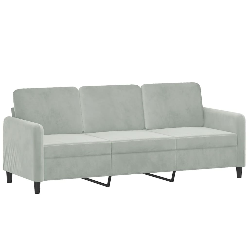 3 Piece Sofa Set Light Gray Velvet