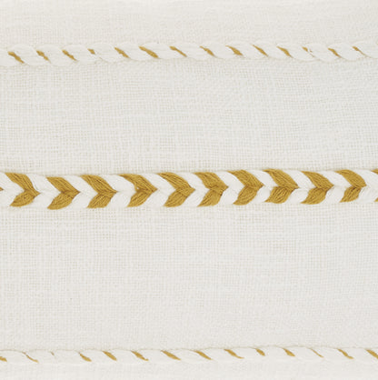 12" X 30" Yellow and White Striped Cotton Throw Pillow With Tassels