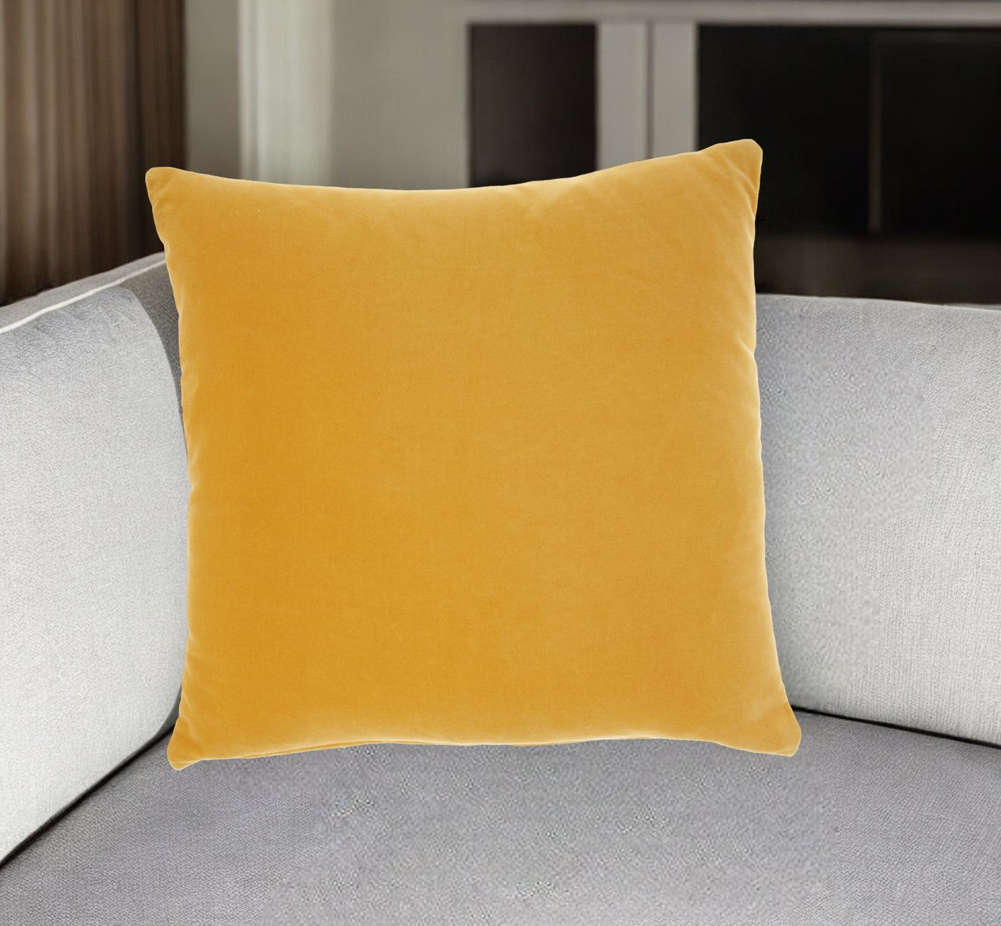 20" X 20" Yellow Velvet Throw Pillow