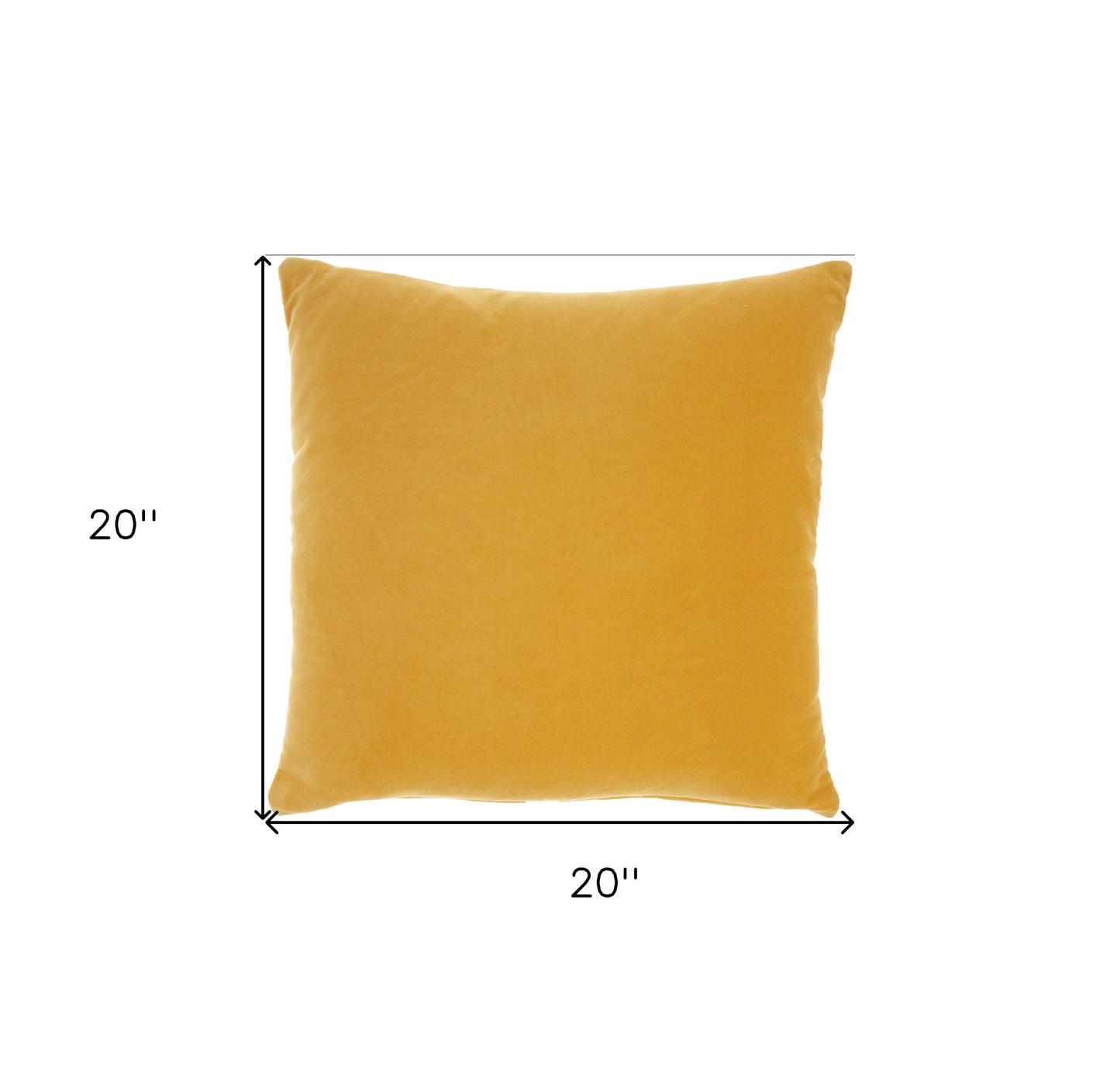 20" X 20" Yellow Velvet Throw Pillow