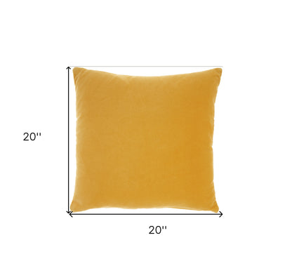 20" X 20" Yellow Velvet Throw Pillow