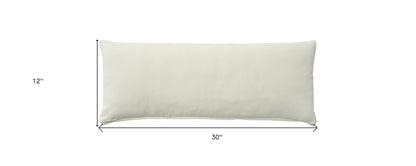 12" X 30" Ivory Velvet Lumbar Throw Pillow