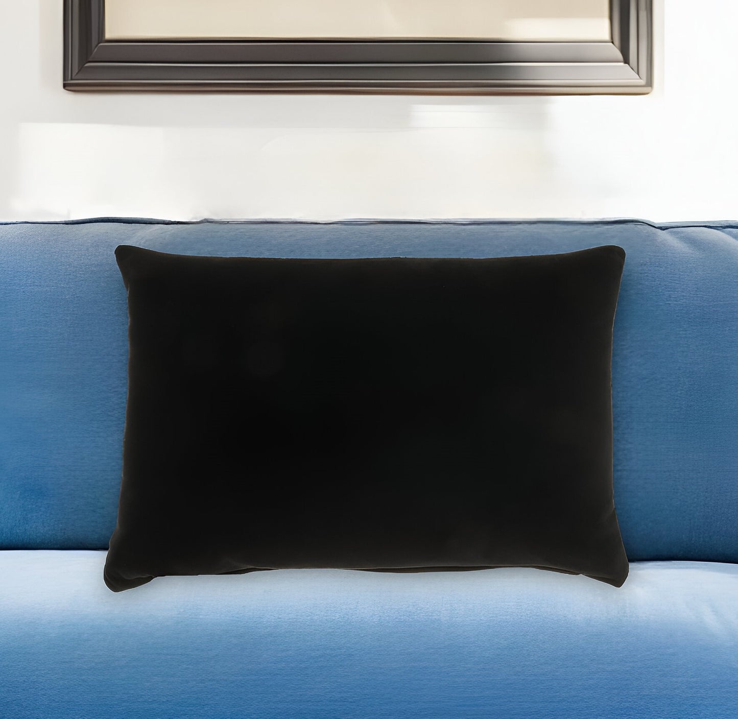 14" X 20" Black Velvet Lumbar Throw Pillow