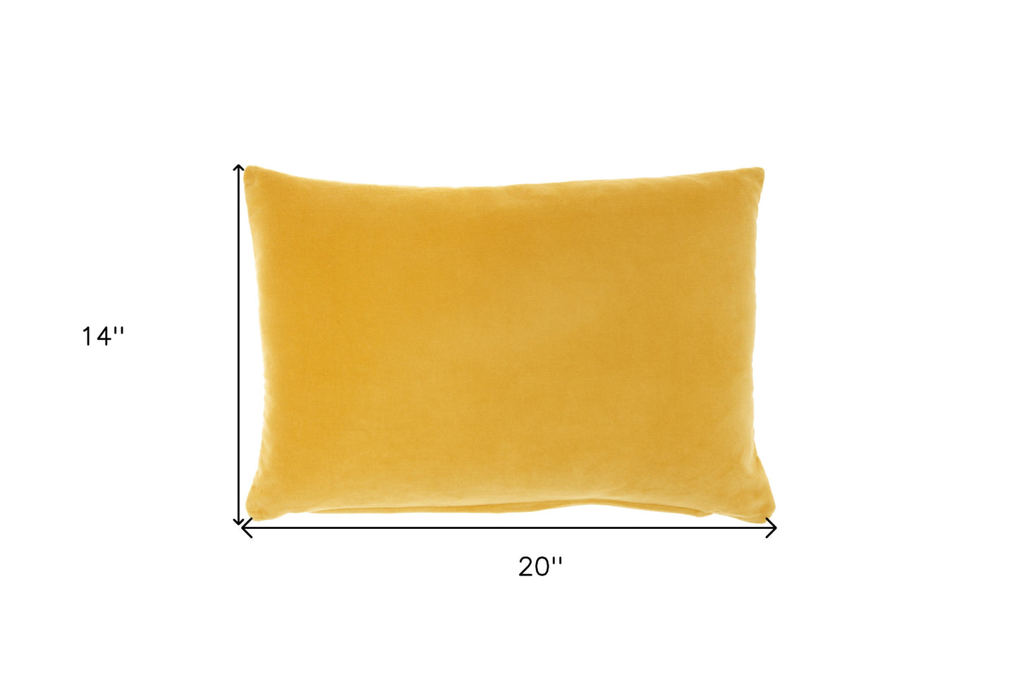 14" X 20" Yellow Velvet Lumbar Throw Pillow