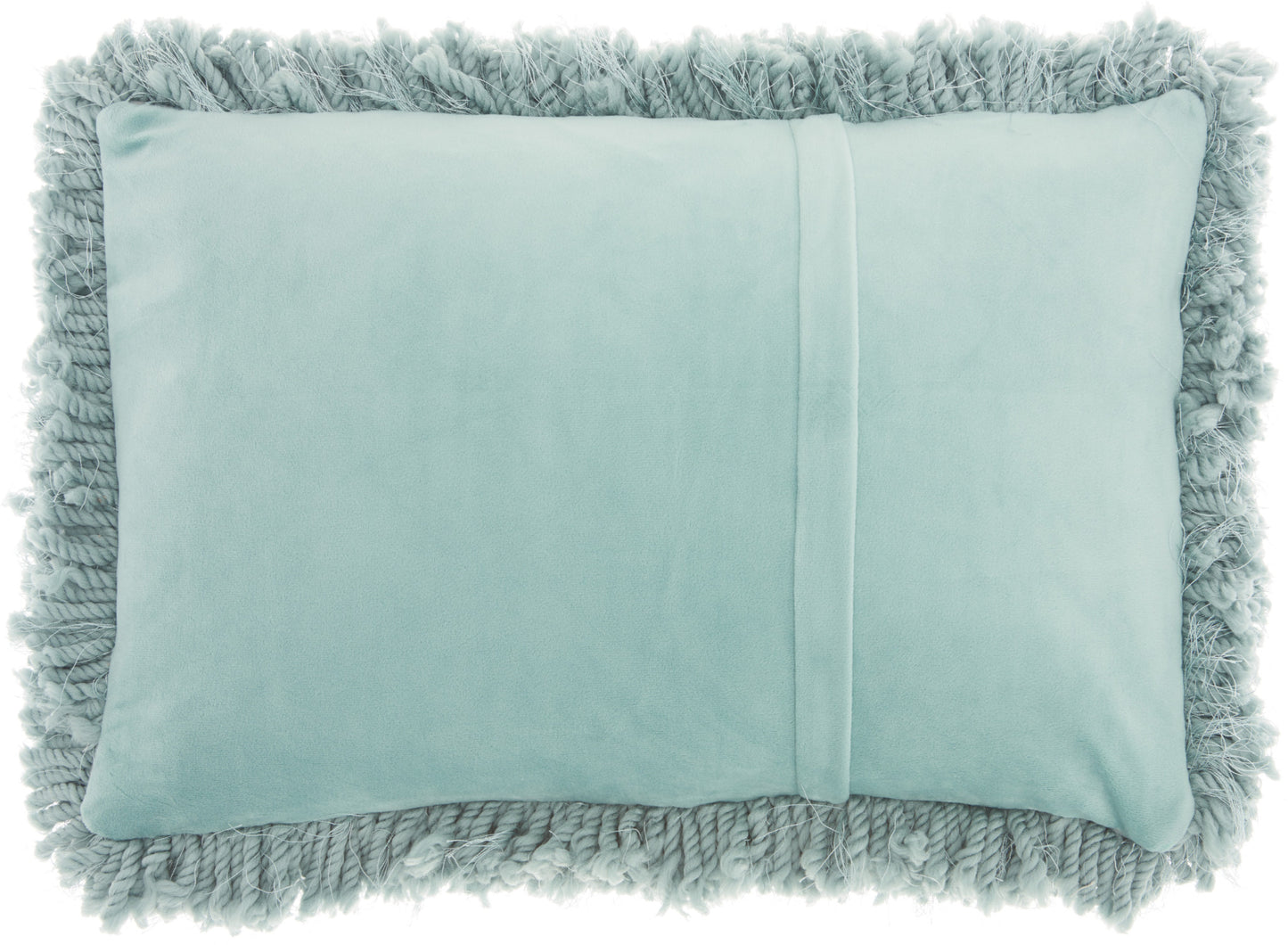 14" X 20" Celadon Shag Lumbar Throw Pillow