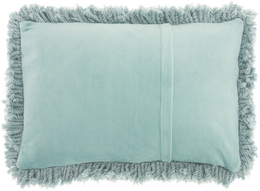 14" X 20" Celadon Shag Lumbar Throw Pillow