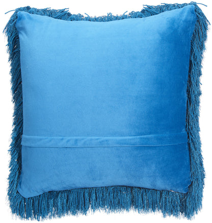 20" Teal Blue Shag Throw Pillow