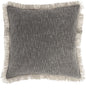 22" Charcoal Cotton Throw Pillow With Fringe