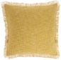 22" Yellow Cotton Throw Pillow With Fringe