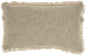 24" X 14" Taupe Linen Cotton Zippered Pillow With Fringe