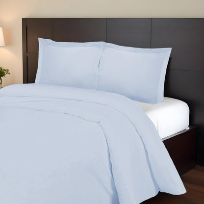 Light Blue Queen Cotton Blend 1000 Thread Count Washable Duvet Cover Set