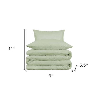 Light Green Queen Cotton Blend 1000 Thread Count Washable Duvet Cover Set