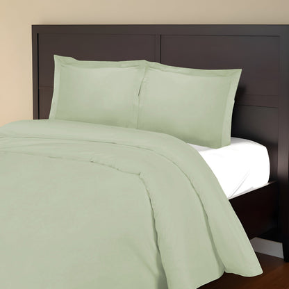 Light Green Queen Cotton Blend 1000 Thread Count Washable Duvet Cover Set