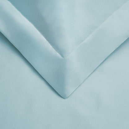 Light Blue Queen Cotton Blend 300 Thread Count Washable Duvet Cover Set